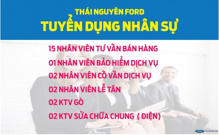 Thái Nguyên Ford tuyển dụng nhân sự năm 2019